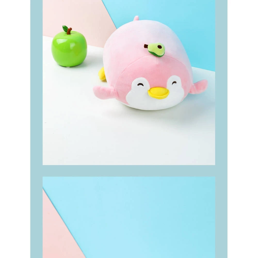 Miniso Pluchen Liggende Pinguïn Met Avocado - Roze 5 Miniso Pluchen Liggende Pinguïn Met Avocado - Roze - Afbeelding 5